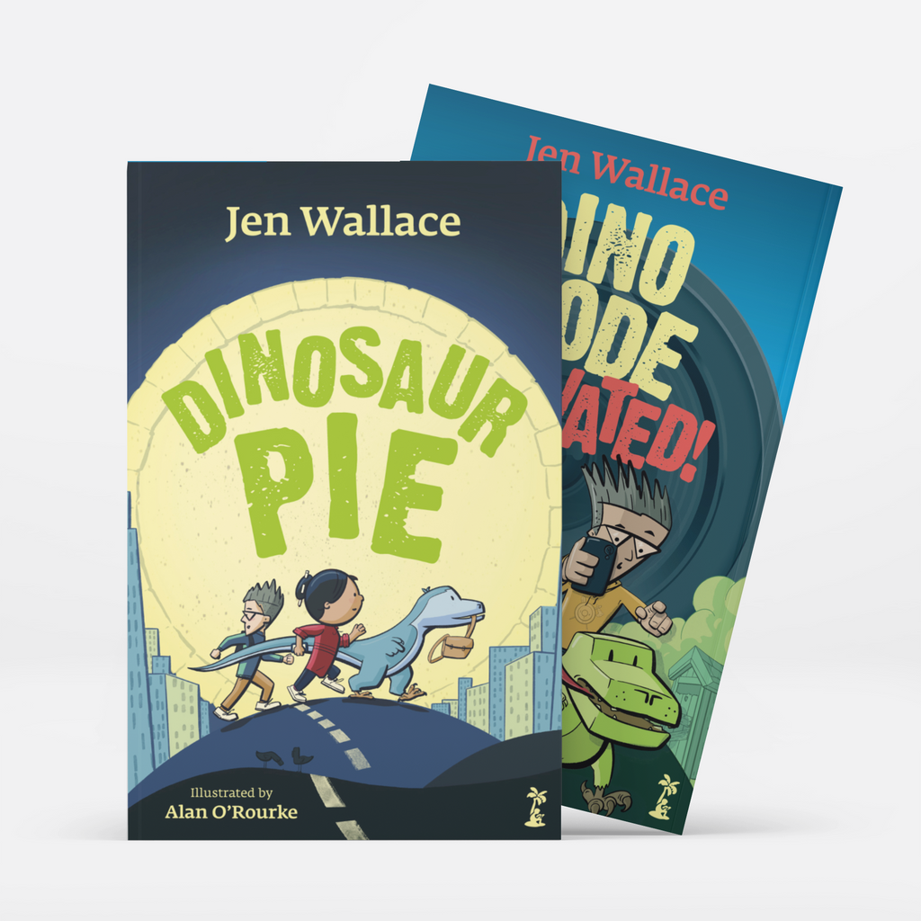 Dinosaur Pie and Dino Mode Activated 2 Book Collection by Jen Wallace illustrated by Alan O'Rourke