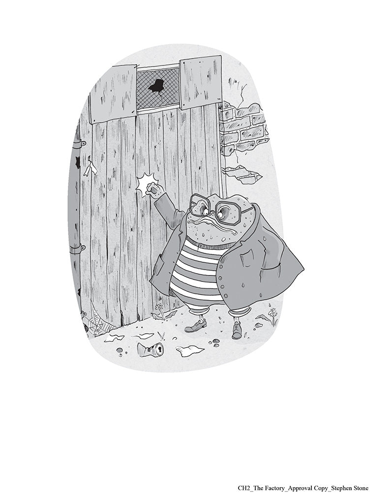 Illustration of toad at door by Stephen Stone