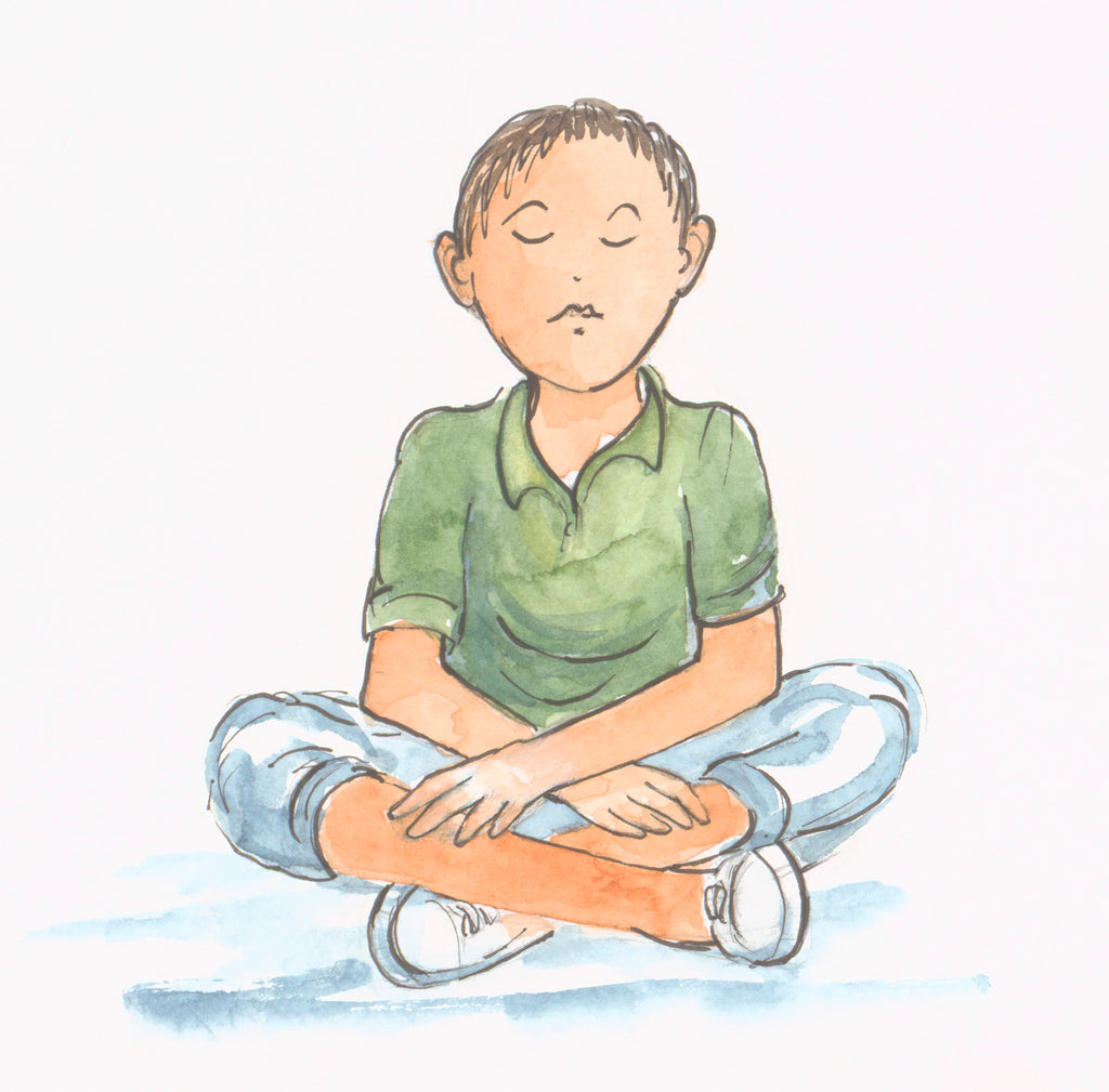 Boy meditating by Carol Betera