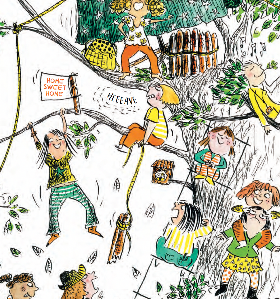 Illustration of girls climbing trees by  Estelle Billon Spagnol